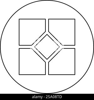 Ceramic tile paving slab icon in circle round black color vector illustration image outline contour line thin style simple. Ceramic tile paving slab icon in circle round black color vector illustration image outline contour line thin style Stock Vector