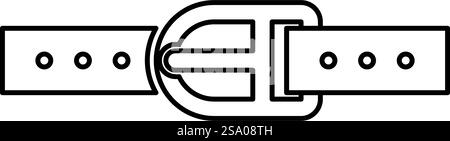 Pants belt leather strapping with buckle trouser contour outline line icon black color vector illustration image thin flat style simple. Pants belt leather strapping with buckle trouser contour outline line icon black color vector illustration image thin flat style Stock Vector