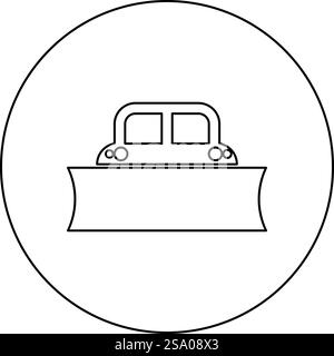 Snowblower snow clear machine snowplow truck plough clearing vehicle equipped seasons transport winter highway service equipment clean icon in circle round black color vector illustration image outline contour line thin style simple. Snowblower snow clear machine snowplow truck plough clearing vehicle equipped seasons transport winter highway service equipment clean icon in circle round black color vector illustration image outline contour line thin style Stock Vector