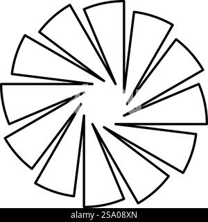 Spiral staircase circular stairs contour outline line icon black color ...