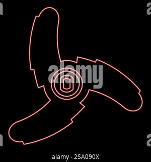 Neon knife for meat grinder mincer chopper accessory spare component part red color vector illustration image flat style light. Neon knife for meat grinder mincer chopper accessory spare component part red color vector illustration image flat style Stock Vector