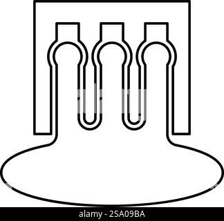 Hydro dam hydroelectric water power station hydropower energy technology plant powerhouse contour outline line icon black color vector illustration image thin flat style simple. Hydro dam hydroelectric water power station hydropower energy technology plant powerhouse contour outline line icon black color vector illustration image thin flat style Stock Vector