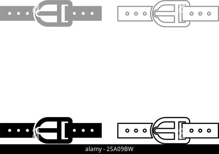 Pants belt leather strapping with buckle trouser set icon grey black color vector illustration image simple solid fill outline contour line thin flat style. Pants belt leather strapping with buckle trouser set icon grey black color vector illustration image solid fill outline contour line thin flat style Stock Vector