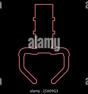 Neon prize toy manipulator iron hook crane claw picker red color vector illustration image flat style light. Neon prize toy manipulator iron hook crane claw picker red color vector illustration image flat style Stock Vector
