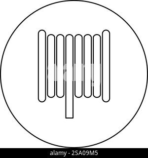 Cable coil wire reel spool icon in circle round black color vector illustration image outline contour line thin style simple. Cable coil wire reel spool icon in circle round black color vector illustration image outline contour line thin style Stock Vector