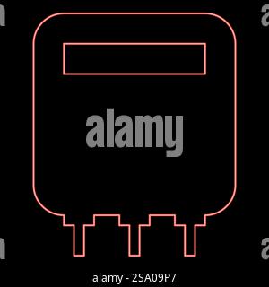 Neon electric meter home electricity power counts energy measuring consumption equipment red color vector illustration image flat style light. Neon electric meter home electricity power counts energy measuring consumption equipment red color vector illustration image flat style Stock Vector