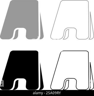 Floor advertising sidewalk board template sandwich chalkboard empty frame stand banner promotion signboard set icon grey black color vector illustration image simple solid fill outline contour line thin flat style. Floor advertising sidewalk board template sandwich chalkboard empty frame stand banner promotion signboard set icon grey black color vector illustration image solid fill outline contour line thin flat style Stock Vector