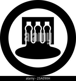 Hydro dam hydroelectric water power station hydropower energy technology plant powerhouse icon in circle round black color vector illustration image solid outline style simple. Hydro dam hydroelectric water power station hydropower energy technology plant powerhouse icon in circle round black color vector illustration image solid outline style Stock Vector