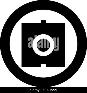 Optic connector port fiber cable laser beam icon in circle round black color vector illustration image solid outline style simple. Optic connector port fiber cable laser beam icon in circle round black color vector illustration image solid outline style Stock Vector