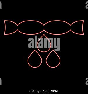 Neon drying clothes removing squeezing water drip drop out laundry concept red color vector illustration image flat style light. Neon drying clothes removing squeezing water drip drop out laundry concept red color vector illustration image flat style Stock Vector
