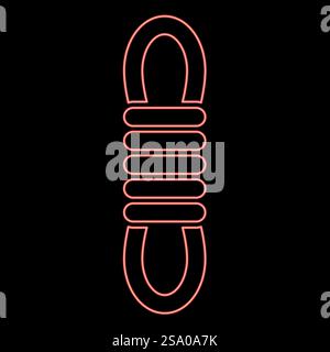 Neon rope climber hank bunch coil mountaineering alpinism equipment mount extreme sport camping outdoor activities red color vector illustration image flat style light. Neon rope climber hank bunch coil mountaineering alpinism equipment mount extreme sport camping outdoor activities red color vector illustration image flat style Stock Vector