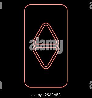 Neon lift button elevator panel up and down each floor with arrow choice red color vector illustration image flat style light. Neon lift button elevator panel up and down each floor with arrow choice red color vector illustration image flat style Stock Vector
