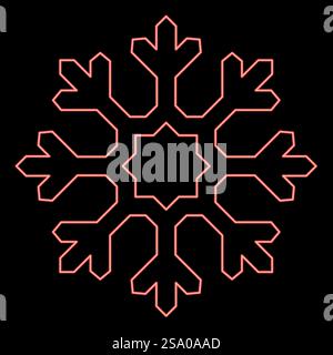 Neon snowflake red color vector illustration image flat style light. Neon snowflake red color vector illustration image flat style Stock Vector