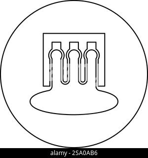 Hydro dam hydroelectric water power station hydropower energy technology plant powerhouse icon in circle round black color vector illustration image outline contour line thin style simple. Hydro dam hydroelectric water power station hydropower energy technology plant powerhouse icon in circle round black color vector illustration image outline contour line thin style Stock Vector