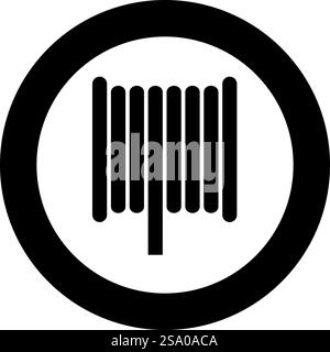 Cable coil wire reel spool icon in circle round black color vector illustration image solid outline style simple. Cable coil wire reel spool icon in circle round black color vector illustration image solid outline style Stock Vector