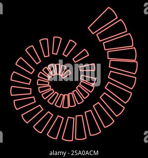 Neon spiral staircase circular stairs red color vector illustration image flat style light. Neon spiral staircase circular stairs red color vector illustration image flat style Stock Vector