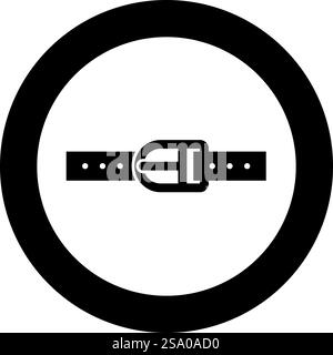 Pants belt leather strapping with buckle trouser icon in circle round black color vector illustration image solid outline style simple. Pants belt leather strapping with buckle trouser icon in circle round black color vector illustration image solid outline style Stock Vector
