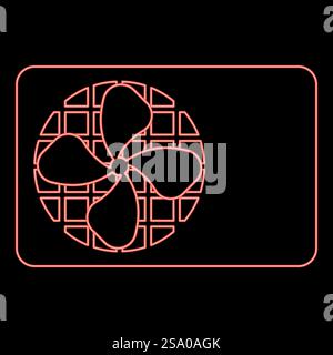 Neon air conditioner fan equipment system red color vector illustration image flat style light. Neon air conditioner fan equipment system red color vector illustration image flat style Stock Vector