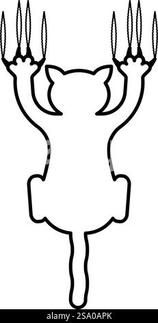 Cat scratching with claw marks harm contour outline line icon black color vector illustration image thin flat style simple. Cat scratching with claw marks harm contour outline line icon black color vector illustration image thin flat style Stock Vector