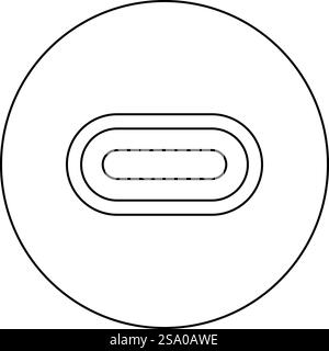 USB type C thunderbolt interface lightning port socket connector icon in circle round black color vector illustration image outline contour line thin style simple. USB type C thunderbolt interface lightning port socket connector icon in circle round black color vector illustration image outline contour line thin style Stock Vector