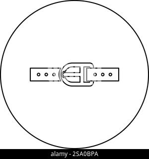 Pants belt leather strapping with buckle trouser icon in circle round black color vector illustration image outline contour line thin style simple. Pants belt leather strapping with buckle trouser icon in circle round black color vector illustration image outline contour line thin style Stock Vector