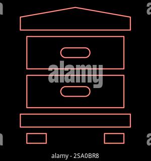 Hive Color:red Neon beehive bee hive apiculture concept red color vector illustration ...