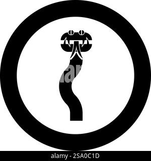 Snake silhouette icon in circle round black color vector illustration ...
