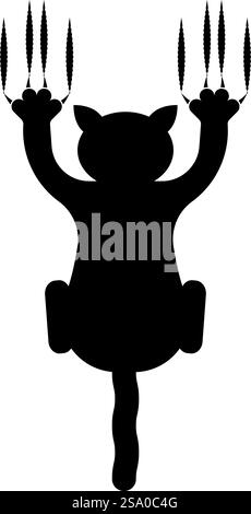 Cat scratching with claw marks harm icon black color vector illustration image flat style simple. Cat scratching with claw marks harm icon black color vector illustration image flat style Stock Vector