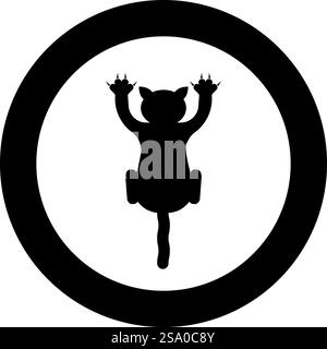 Cat scratching harm icon in circle round black color vector illustration image solid outline style simple. Cat scratching harm icon in circle round black color vector illustration image solid outline style Stock Vector