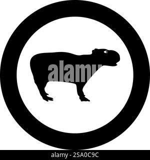 Capybara icon in circle round black color vector illustration image ...