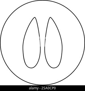 Hoof print elk contour outline line icon black color vector ...