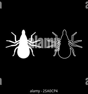 Tick mite set icon white color vector illustration image simple solid fill outline contour line thin flat style. Tick mite set icon white color vector illustration image solid fill outline contour line thin flat style Stock Vector