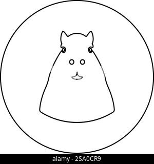 Capybara head icon in circle round black color vector illustration ...