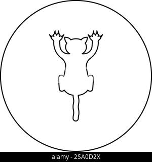Cat scratching harm icon in circle round black color vector illustration image outline contour line thin style simple. Cat scratching harm icon in circle round black color vector illustration image outline contour line thin style Stock Vector