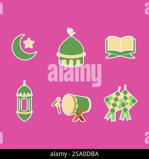 Ramadan icon set flat design Stock Vector