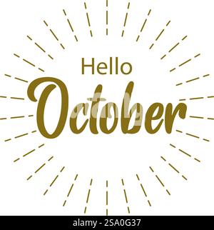 Hello October typography flat design vector Stock Vector