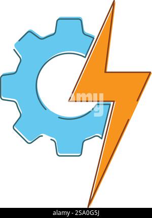 Gear and lightning logo icon flat design Stock Vector