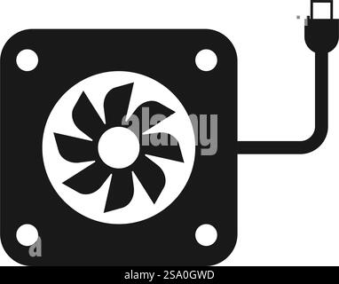 Cooler fan computer icon flat design Stock Vector