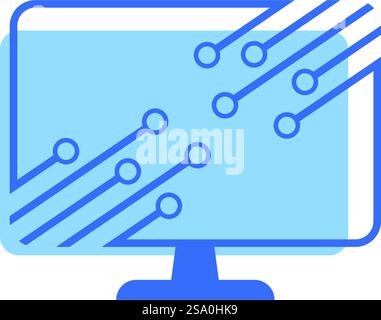 Computer tech logo flat design template Stock Vector