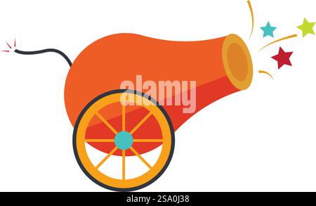 Circus cannon icon flat design Stock Vector