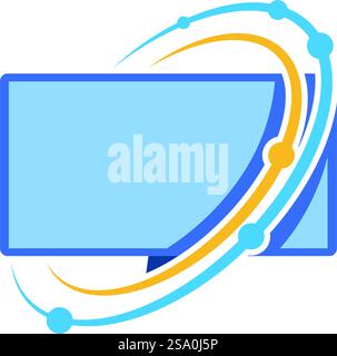 Computer tech logo flat design template Stock Vector