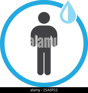 Water drop and healthy people icon Stock Vector
