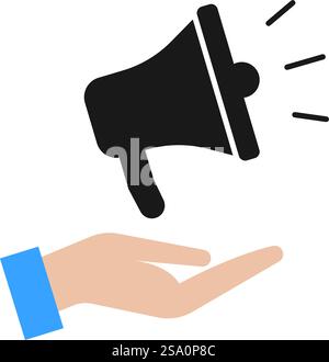 Hand holding megaphone with sound lines Stock Vector Image & Art - Alamy