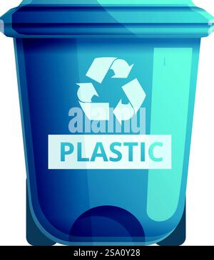 Recycle plastic bin icon. Cartoon of recycle plastic bin vector icon for web design isolated on white background. Recycle plastic bin icon, cartoon style Stock Vector