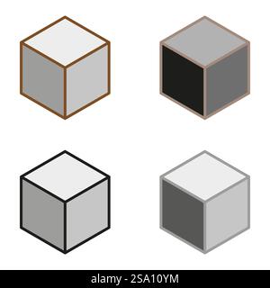 Isometric cube shapes. Geometric block icons. Minimalistic 3D forms. Vector illustration. Stock Vector