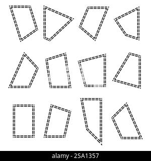 Geometric frame illustration. Abstract square layout. Black white minimalism. Symmetrical linear structure. Stock Vector