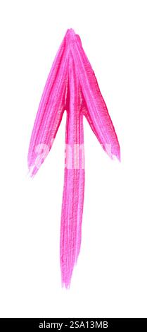 One pink drawn arrow isolated on white Stock Photo