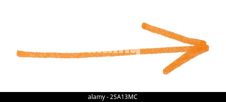 One orange drawn arrow isolated on white Stock Photo