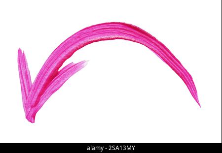 One pink drawn arrow isolated on white Stock Photo