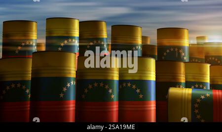 Venezuela oil industry concept, industrial illustration - rising up ...